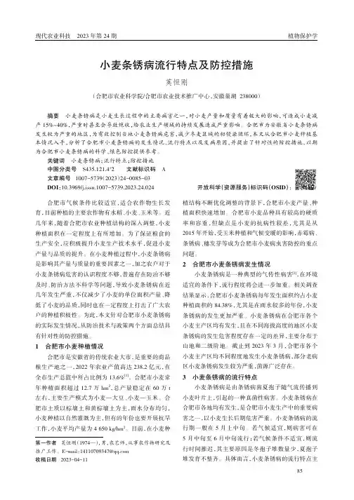 小麦条锈病流行特点及防控措施