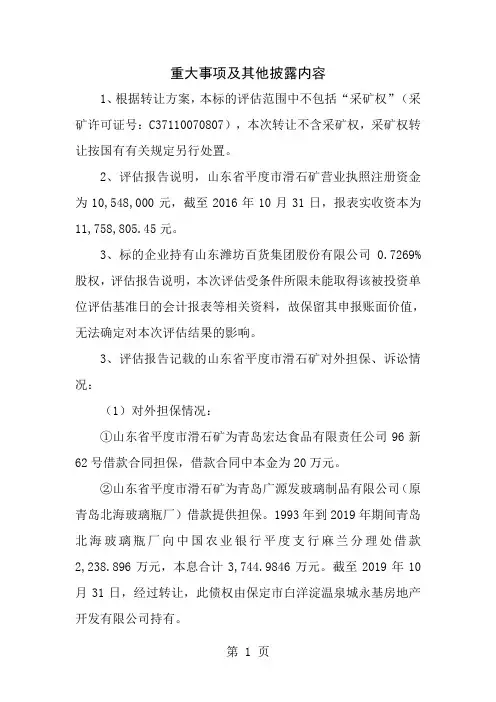 十特别事项说明