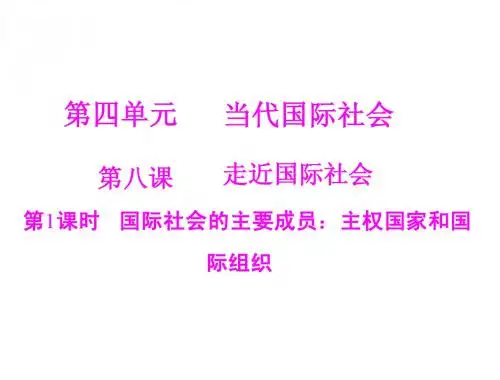 政治必修2同步课件：国际社会的主要成员：主权国家和国际组织