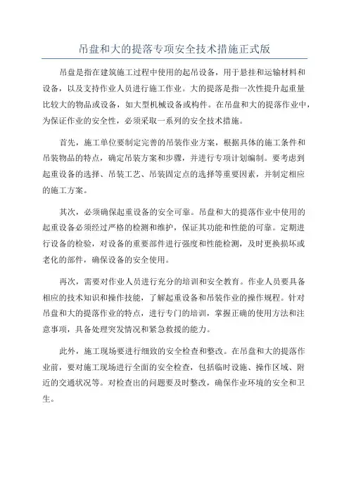 吊盘和大的提落专项安全技术措施正式版