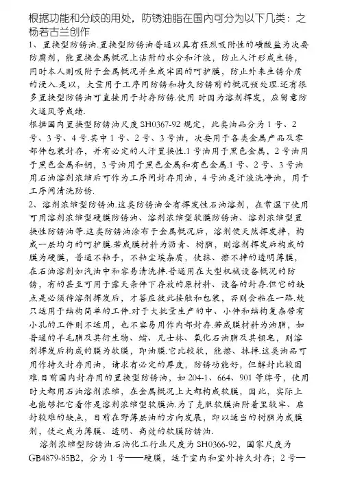 防锈油种类