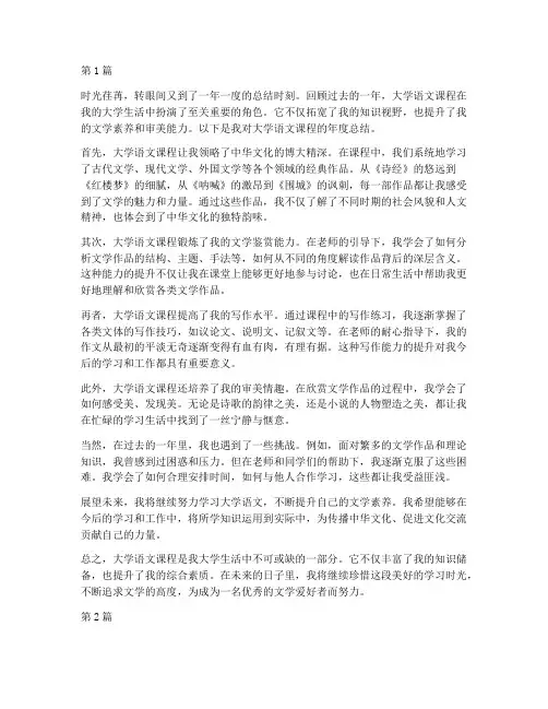 大学语文的年度总结(3篇)