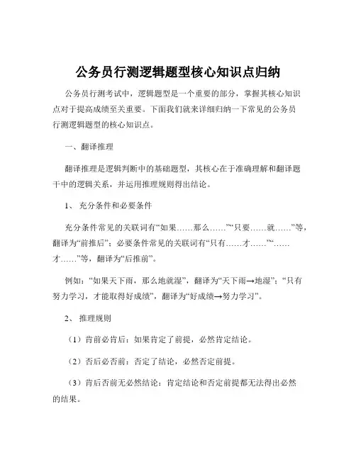 公务员行测逻辑题型核心知识点归纳