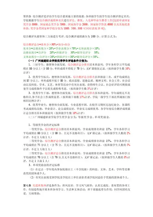 综合测评考评（包含加分、扣分细则）[整理版]