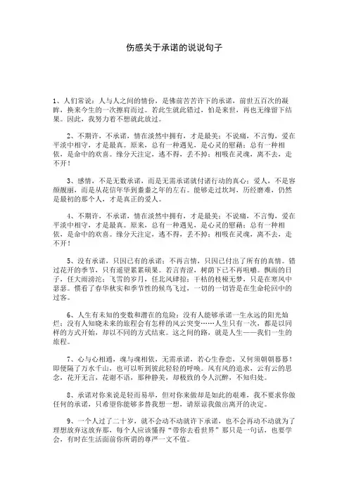 伤感关于承诺的说说句子 