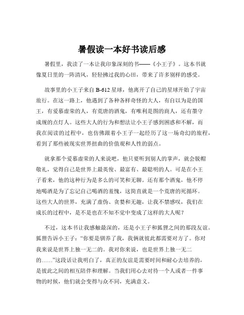 暑假读一本好书读后感