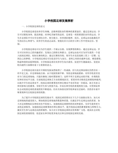 小学校园足球发展探析