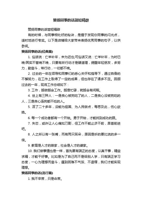 赞扬同事的话简短精辟