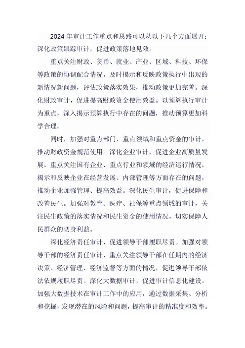 2024年审计工作重点和思路