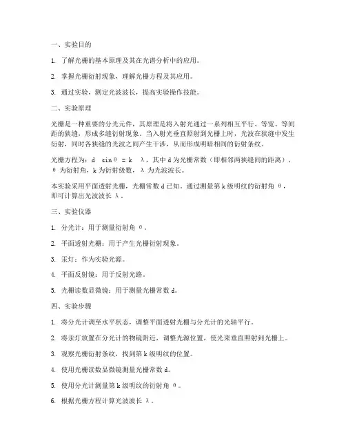 光栅测波长实验报告