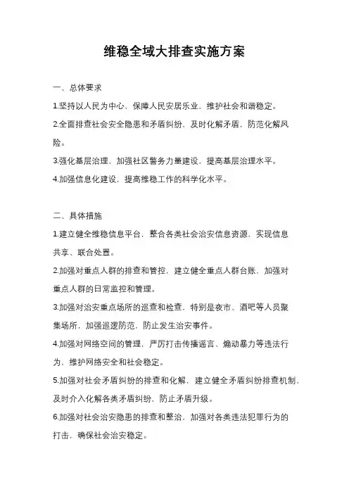 维稳全域大排查实施方案