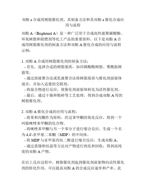 双酚a合成用树脂催化剂、其制备方法和其双酚a催化合成应用与流程