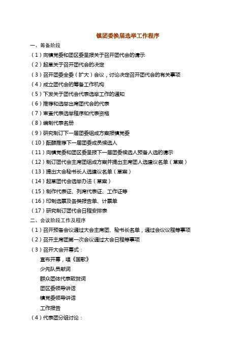 镇团委换届选举工作程序