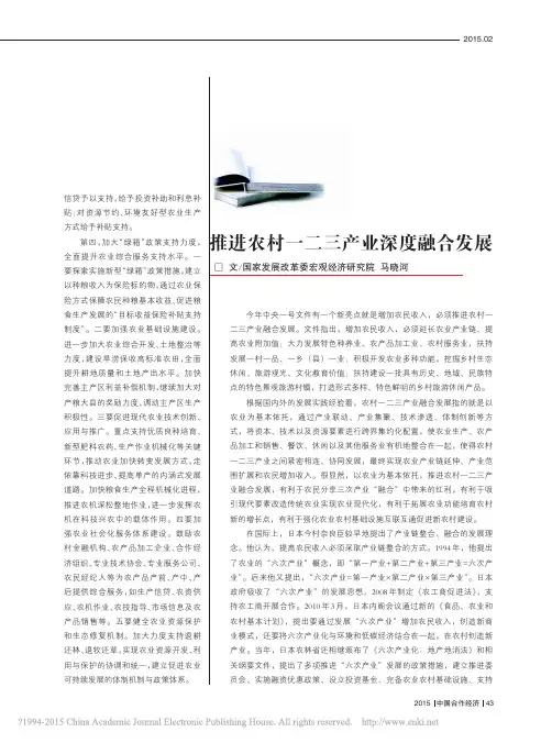 推进农村一二三产业深度融合发展_马晓河
