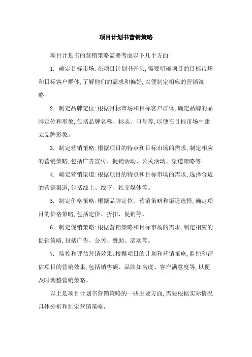 项目计划书营销策略