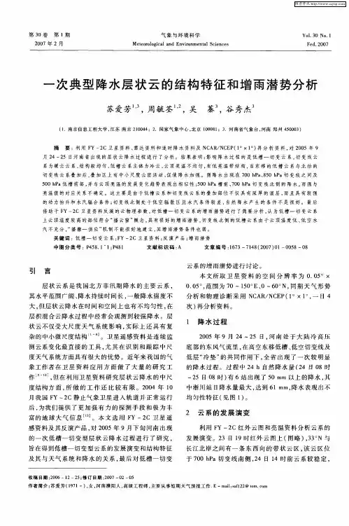一次典型降水层状云的结构特征和增雨潜势分析