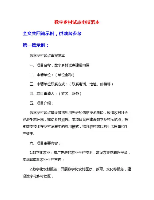 数字乡村试点申报范本