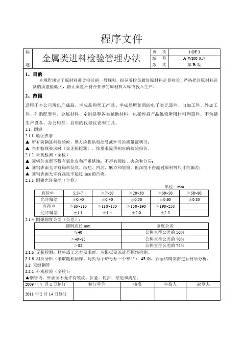 金属材料检验规范