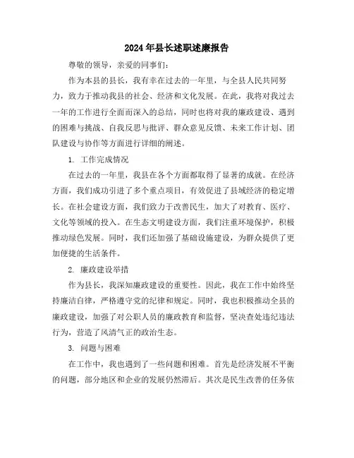 2024年县长述职述廉报告