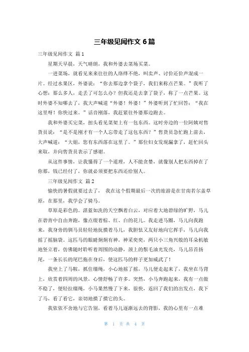 三年级见闻作文6篇