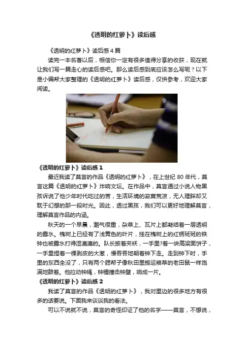 《透明的红萝卜》读后感