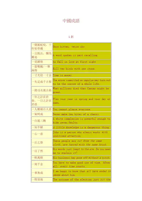 中国成语翻译成英语