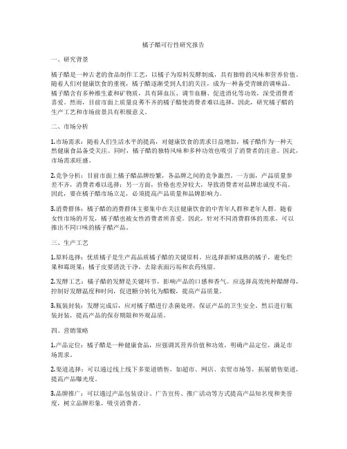 橘子醋可行性研究报告