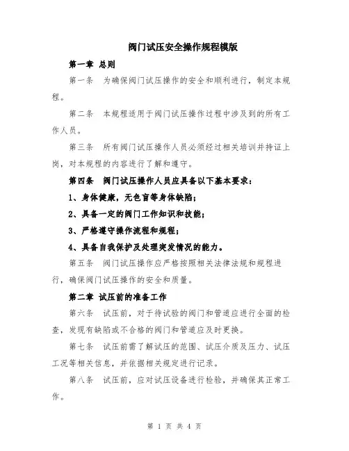 阀门试压安全操作规程模版