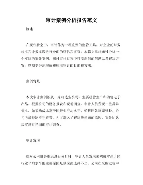 审计案例分析报告范文