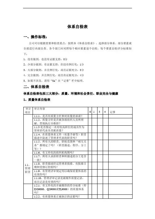 QSA自检表