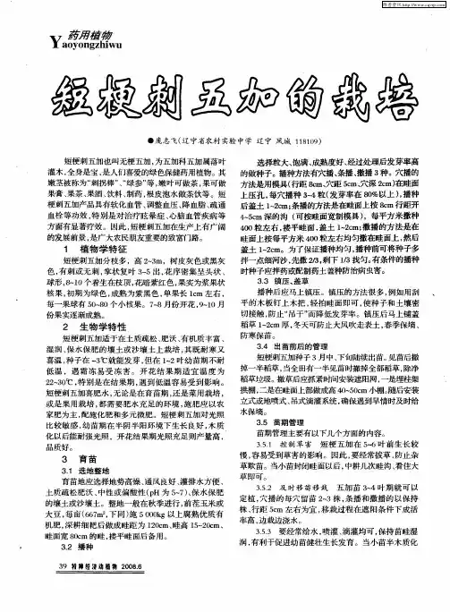短梗刺五加的栽培