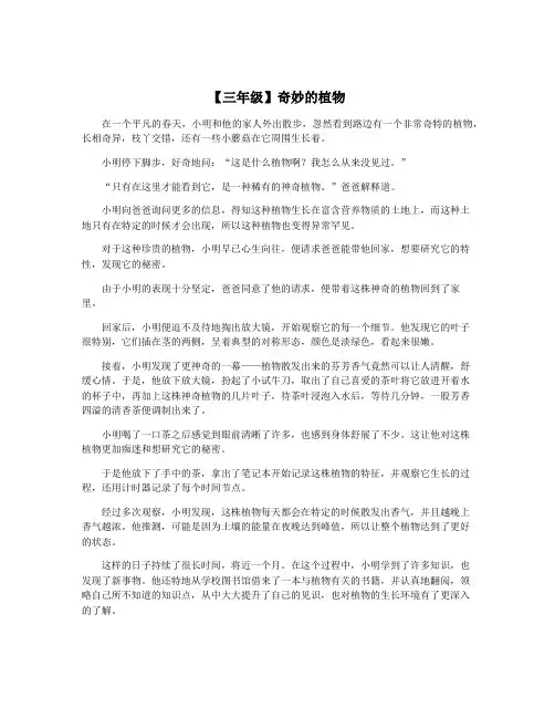 【三年级】奇妙的植物