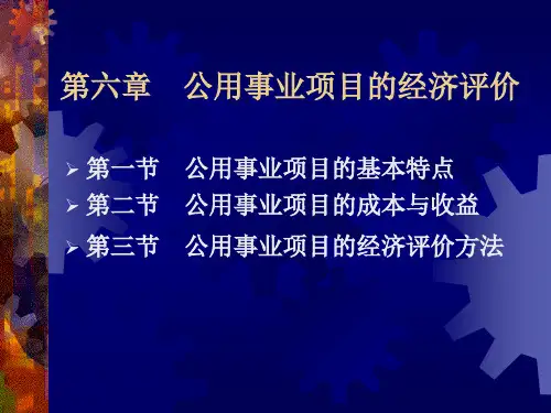 技术经济学第六章 公用事业项目的经济评价