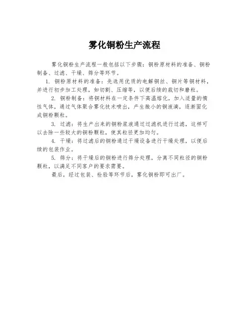 雾化铜粉生产流程
