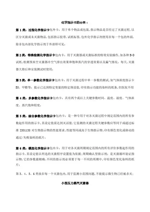 化学指示卡的分类