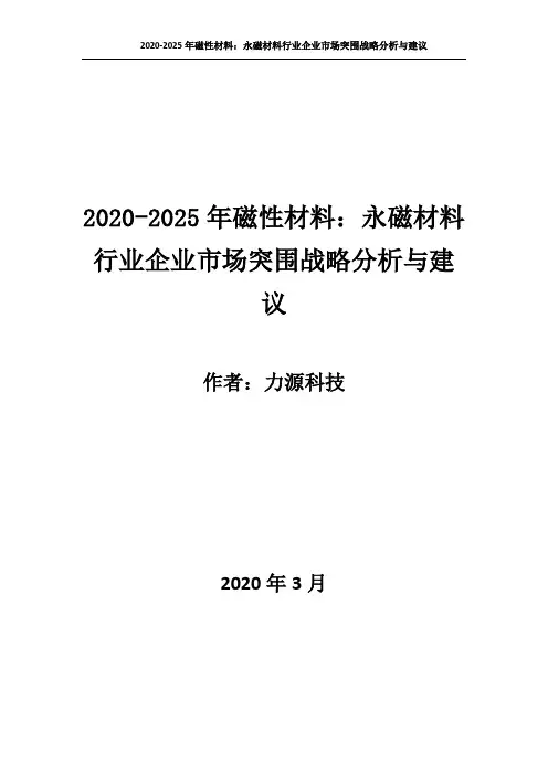 2020~2025年磁性材料：永磁材料行业企业市场突围战略分析与建议