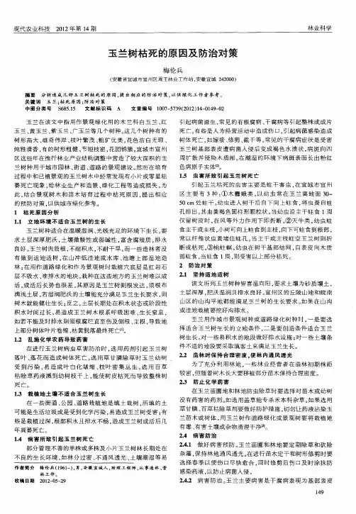 玉兰树枯死的原因及防治对策