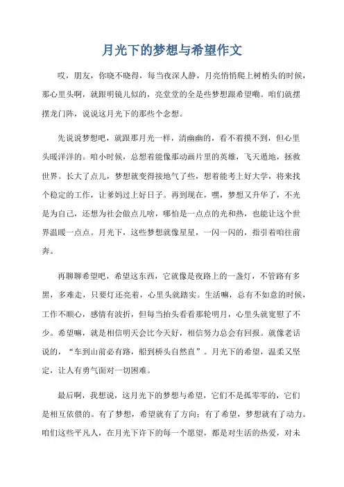 月光下的梦想与希望作文