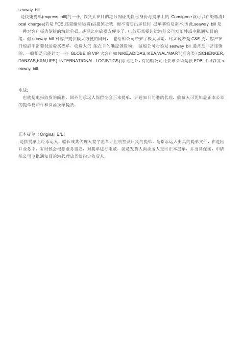 提单,电放单,海运单 文档