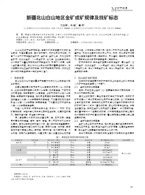 新疆北山白山地区金矿成矿规律及找矿标志