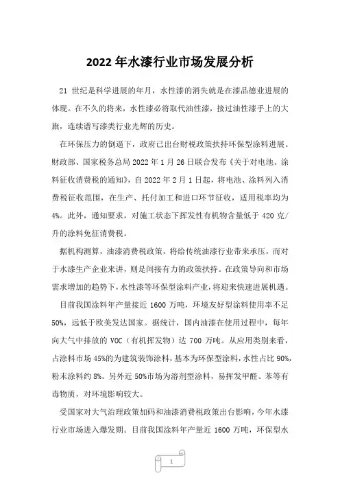 2022年水漆行业市场发展分析