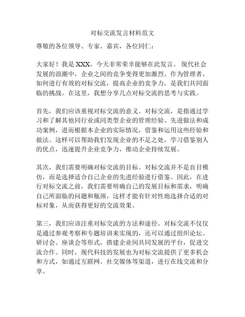 对标交流发言材料范文
