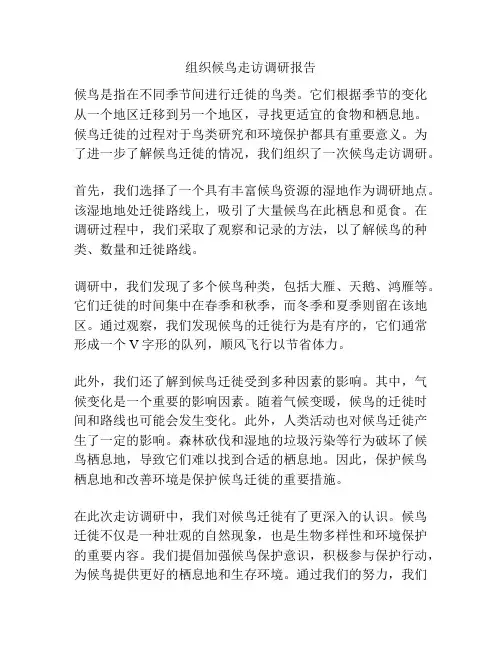 组织候鸟走访调研报告