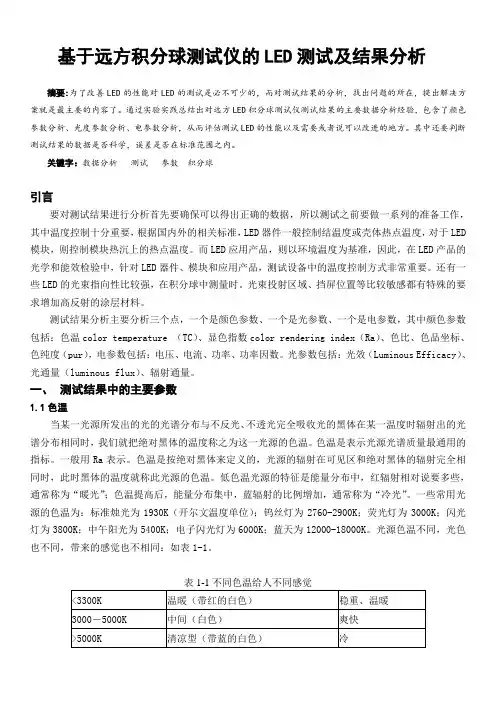 基于远方积分球测试仪的LED测试及结果分析