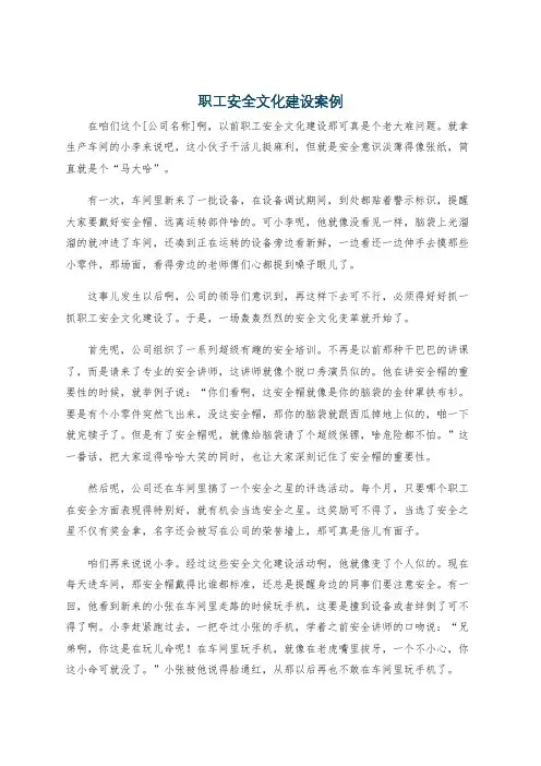 职工安全文化建设案例