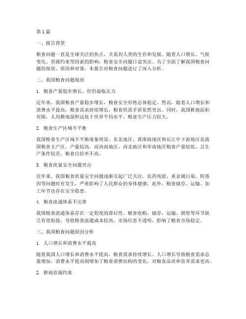 粮食问题总结报告范文(3篇)