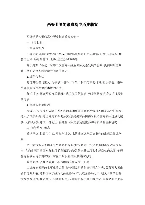 两极世界的形成高中历史教案
