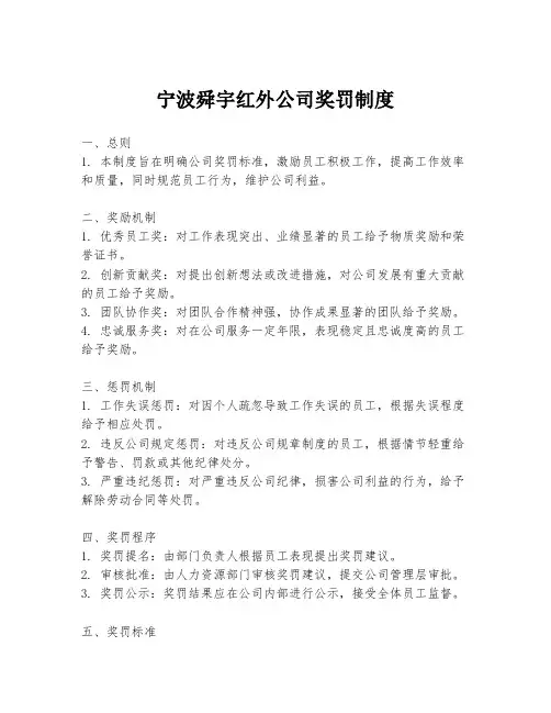 宁波舜宇红外公司奖罚制度