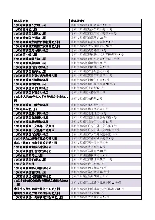 西城区幼儿园一览