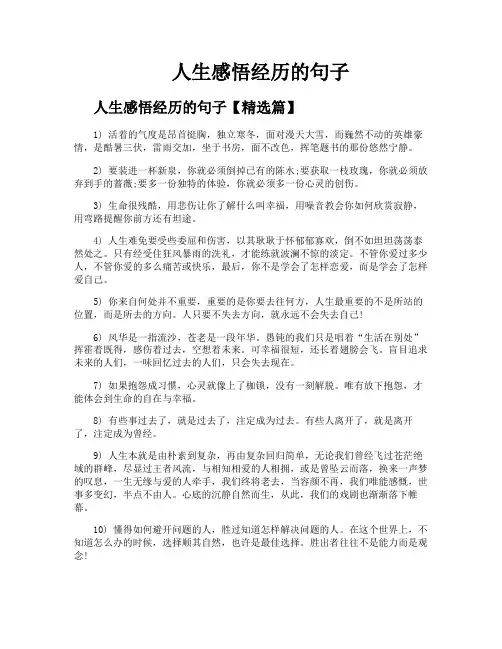 人生感悟经历的句子